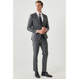 Altınyıldız Classıcs Erkek Gri Slim Fit Dar Kesim Mono Yaka Çizgili Takım Elbise - 46 - 6 Drop