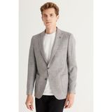 ALTINYILDIZ CLASSICS Erkek Gri Slim Fit Dar Kesim Mono Yaka Desenli Blazer Ceket - 46-6N