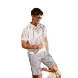 ALTINYILDIZ CLASSICS Erkek Gri Slim Fit Dar Kesim Yan Cepli Gofre Desenli Şort, Gri, 54