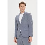 Altınyıldız Classics Erkek Gri Slim Fit Mono Yaka Beli Bağlamalı Gofre Desenli Takım Elbise - 6 Drop - 48