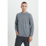 ALTINYILDIZ CLASSICS Erkek Gri Standart Fit Normal Kesim Bisiklet Yaka Jakarlı Triko Kazak - 2XL