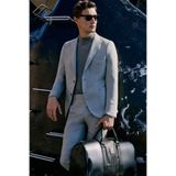 ALTINYILDIZ CLASSICS Erkek Gri Yünlü Slim Fit Dar Kesim Kırlangıç Yaka Esnek Bel Takım Elbise
