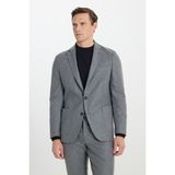 Altınyıldız Classics Erkek Gri Yünlü Slim Fit Dar Kesim Mono Yaka Beli Bağlamalı Torba Cepli Takım Elbise - 6 Drop - 48