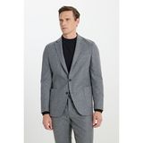ALTINYILDIZ CLASSICS Erkek Gri Yünlü Slim Fit Dar Kesim Mono Yaka Beli Bağlamalı Torba Cepli Takım Elbise