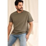 Altınyıldız Classics Erkek Haki %100 Pamuk Slim Fit Dar Kesim Bisiklet Yaka Tişört - XS