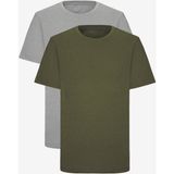 Altınyıldız Classics Erkek Haki-Grimelanj Pamuklu 2'li Tişört Paketi Slim Fit Dar Kesim Bisiklet Yaka - Haki - Gri - XS