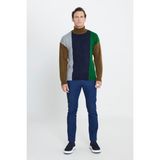 Altınyıldız Classics Erkek Haki-lacivert Oversize Fit Bol Kesim Tam Balıkçı Yaka Şardonlu Yumuşak Dokulu Triko Kazak - Haki - Lacivert