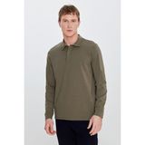 Altınyıldız Classics Erkek Haki Pamuklu Slim Fit Dar Kesim Polo Yaka Uzun Kollu Esnek Tişört - 2XL