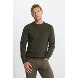 Altınyıldız Classics Erkek Haki Pamuklu Standart Fit Normal Kesim Bisiklet Yaka Jakarlı Triko Kazak - XL