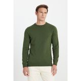 Altınyıldız Classics Erkek Haki Sıcak Tutan Yün Standart Fit Normal Kesim Bisiklet Yaka Triko Kazak - 2XL