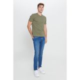 ALTINYILDIZ CLASSICS Erkek Haki Slim Fit Dar Kesim %100 Pamuk Bisiklet Yaka Tişört