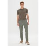 Altınyıldız Classics Erkek Haki Slim Fit Dar Kesim Beli Bağlamalı Yan Cep Gofre Desenli Pantolon - 52
