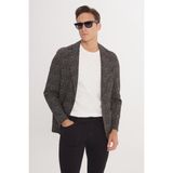 ALTINYILDIZ CLASSICS Erkek Haki Slim Fit Dar Kesim Mono Yaka Kazayağı Desenli Blazer Ceket - 48