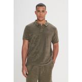 ALTINYILDIZ CLASSICS Erkek Haki Slim Fit Dar Kesim Pamuklu Havlu Kumaş Polo Yaka Tişört