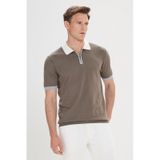 Altınyıldız Classics Erkek Haki Standart Fit Normal Kesim %100 Pamuk Polo Yaka Triko Tişört