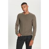 Altınyıldız Classics Erkek Haki Standart Fit Normal Kesim Bisiklet Yaka Jakarlı Triko Kazak - 2XL