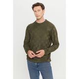 Altınyıldız Classics Erkek Haki Standart Fit Normal Kesim Bisiklet Yaka Jakarlı Triko Kazak - XL