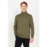 ALTINYILDIZ CLASSICS Erkek Haki Standart Fit Normal Kesim Tam Balıkçı Yaka Triko Kazak - 2XL