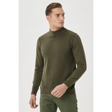 ALTINYILDIZ CLASSICS Erkek Haki Standart Fit Normal Kesim Yarım Balıkçı Yaka Pamuklu Triko Kazak,3XL