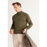 ALTINYILDIZ CLASSICS Erkek Haki Standart Fit Normal Kesim Yarım Balıkçı Yaka Triko Kazak - 3XL