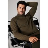 Altınyıldız Classics Erkek Haki Tüylenme Yapmayan Standart Fit Normal Kesim Yarım Balıkçı Yaka Triko Kazak - XL