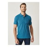 ALTINYILDIZ CLASSICS Erkek Havacı Mavi %100 Pamuk Kıvrılmaz Pike Polo Yaka Slim Fit Dar Kesim Tişört