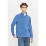 Altınyıldız Classics Erkek Indigo Anti-pilling Tüylenme Yapmayan Standart Fit Dik Yaka Soğuk Geçirmez Polar Sweatshirt - İndigo