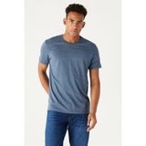 Altınyıldız Classics Erkek Indigo Melanj Pamuklu Slim Fit Dar Kesim Bisiklet Yaka Tişört - İndigo - XXL
