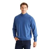 ALTINYILDIZ CLASSICS-Erkek Indigo Tüylenme Yapmayan Standart Fit Normal Kesim Yarım Balıkçı Yaka Triko Kazak (İndigo/XL)