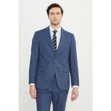 Altınyıldız Classics Erkek İndigo Yünlü Slim Fit Mono Yaka Kapak Cepli Takım Elbise - 6 Drop - 50