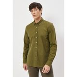 Altınyıldız Classics Erkek K.haki Kolay Ütülenebilen %100 Pamuk Nefes Alabilen Terletmez Slim Fit Gömlek - Koyu Haki