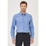 Altınyıldız Classics Erkek K.MAVI Düğmeli Yaka Tailored Slim Fit Oxford Gömlek - Koyu Mavi