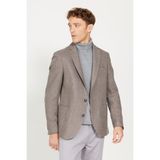 ALTINYILDIZ CLASSICS Erkek Kahve-mavi Slim Fit Dar Kesim Mono Yaka Desenli Yünlü Blazer Ceket - Kahverengi - Mavi - 50-6N
