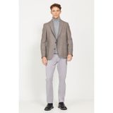 ALTINYILDIZ CLASSICS Erkek Kahve-mavi Slim Fit Dar Kesim Mono Yaka Desenli Yünlü Blazer Ceket - Kahverengi - Mavi - 52-6N