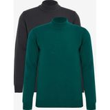 Altınyıldız Classics Erkek Kahve-Yeşil 2'li Paket Standart Fit Normal Kesim Yarım Balıkçı Yaka Basic Triko Kazak - XL