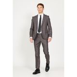 Altınyıldız Classics Erkek Kahverengi Ekstra Slim Fit Dar Kesim Kırlangıç Yaka Tweet Desenli Takım Elbise - 6 Drop - 46