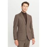 ALTINYILDIZ CLASSICS Erkek Kahverengi Yünlü Slim Fit Dar Kesim Mono Yaka Kapak Cepli Esnek Takım Elbise