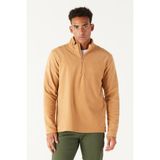 Altınyıldız Classics Erkek Karamel Anti-pilling Tüylenme Yapmayan Standart Fit Dik Yaka Soğuk Geçirmez Polar Sweatshirt - Kahverengi - 2XL