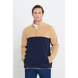 Altınyıldız Classics Erkek Karamel-lacı Standart Fit Normal Kesim Günlük Rahat Çift Renkli Polar Spor Sweatshirt - Camel