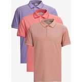 Altınyıldız Classics Erkek Kiremit-nar Çiçeği-mor 3'lü Çekmeyen Pamuklu Slim Fit Kıvrılmaz Polo Yaka Tişört