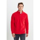 Altınyıldız Classics Erkek Kırmızı Anti-pilling Tüylenme Yapmayan Standart Fit Dik Yaka Soğuk Geçirmez Polar Sweatshirt