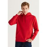 Altınyıldız Classics Erkek Kırmızı Standart Fit Normal Kesim Içi Polarlı 3 Iplik Kapüşonlu Pamuklu Sweatshirt - 2XL