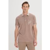 ALTINYILDIZ CLASSICS Erkek Koyu Bej Slim Fit Dar Kesim %100 Pamuk Baskılı Polo Yaka Tişört
