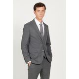 ALTINYILDIZ CLASSICS Erkek Koyu Gri Slim Fit Dar Kesim Kırlangıç Yaka Çizgili Takım Elbise - 48 / 6