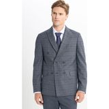 Altınyıldız Classics Erkek Koyu Gri Slim Fit Dar Kesim Kırlangıç Yaka Kareli Kapak Cepli Esnek Takım Elbise - 6 Drop - 48