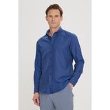 Altınyıldız Classics Erkek Koyu Lacivert Düğmeli Yaka Kolay Ütülenebilir Pamuklu Slim Fit Dar Kesim Oxford Gömlek