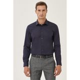 Altınyıldız Classics Erkek Koyu Lacivert Non-Iron Ütülemesi Kolay Slim Fit Dar Kesim Klasik Yaka Pamuklu Gömlek