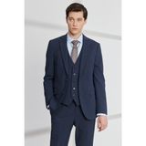 ALTINYILDIZ CLASSICS Erkek Koyu Lacivert Recycle Slim Fit Dar Kesim Mono Yaka Yelekli Kareli Takım Elbise - 48 - 6 Drop