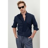 Altınyıldız Classics Erkek Koyu Lacivert Slim Fit Dar Kesim Düğmeli Yaka Pamuklu Oxford Gömlek