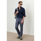 Altınyıldız Classics Erkek Koyu Lacivert Slim Fit Dar Kesim Düğmeli Yaka Pamuklu Oxford Gömlek